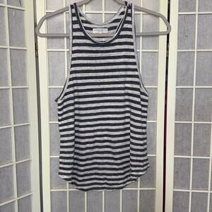 Aritzia Community Minimalist Striped Beach Coastal 100% Linen Tank Top Cami Sz S